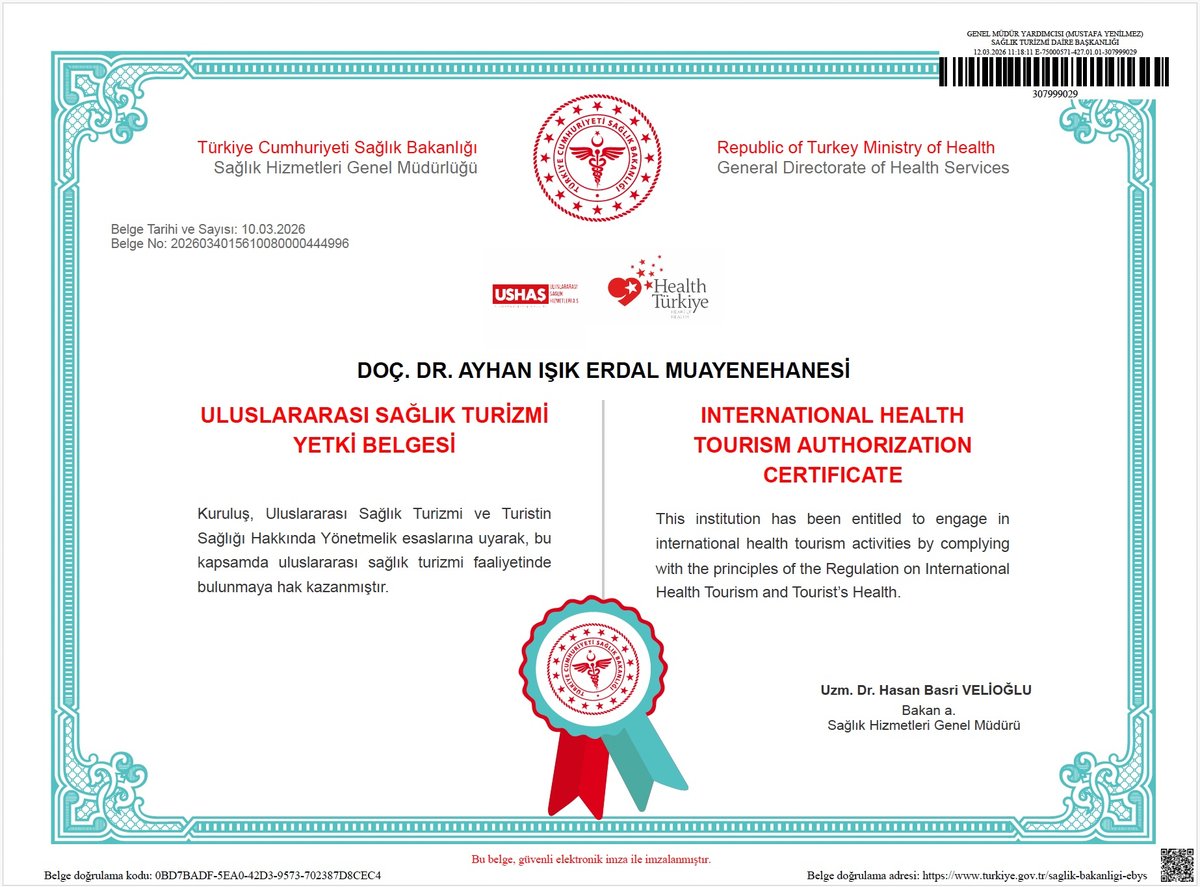 Ministry of Health International Health Tourism Authorization certificate